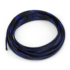 Braided Cable Sleeve 16.4ft Expandable Wire Management Black Blue 1/2in picture