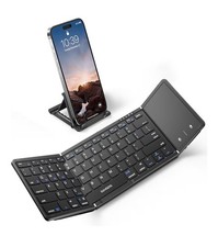 Full-Size Foldable Bluetooth Keyboard with Large Touchpad, Blue picture