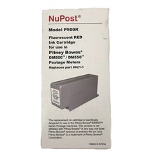 NuPost P500R Postage Meter Replacement Fluorescent Red Ink 621-1 Pitney Bowes picture
