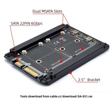 CABLECY JBOD Raid0 Dual MSATA Mini-SATA SSD Card  to 2.5inch SATA Enclosure picture