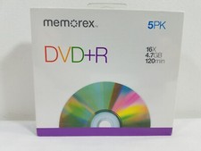 Memorex DVD+R 5 Pack Recordable DVDs 16x 4.7GB 120MIN NEW SEALED picture