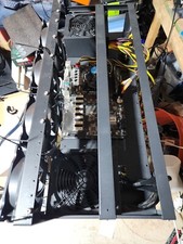 Crypto Mining Rig ASRock H110 Pro BTC+ ATX Mining Motherboard, PSU, Rack W Fans picture
