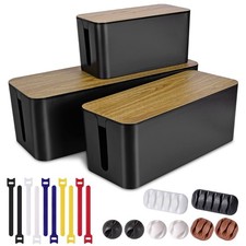 3 PCS Cable Management Box Cable Organizer Box Hide Wires Storage Container picture