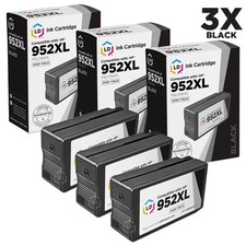 LD 3pk Comp BLack Ink Cartridge for HP 952XL 952 XL F6U19AN 7740 8702 8715 picture