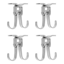 4Pcs Heavy Duty Stainless Steel Ceiling Hooks 360 Degree Rotating Dual Hanger picture