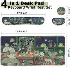 Cute Frog 4 in 1 Large Mouse Pad Set, Kawaii Extended Mouse Pad Set Desk Pad ... picture