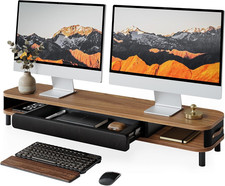 Fenge Dual Monitor Stand with Large Storage Drawer, 42.5