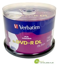 50 VERBATIM 8X  DVD+R DL Dual Double Layer 8.5GB  White Inkjet Printable Blank picture
