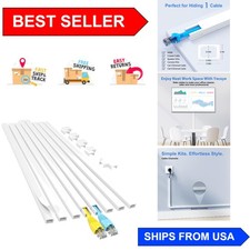 8-Piece Cable Management Kit - 113 Inch White Cord Covers for Stylish Homes picture