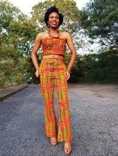 African Print Kente Pants for Women-DP3227PP2 | African Fashion | Dupsie's picture