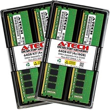 A-Tech 64GB 4x 16GB DDR4 2666 MHz Desktop PC4-21300 DIMM 288-Pin Memory RAM Kit picture