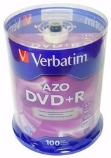 100 VERBATIM AZO Blank DVD+R Plus R 16X Branded Disc 4.7GB Spindle 95098 picture