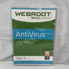 NEW Webroot Secure Anywhere Antivirus Windows 10 Compatible Mac 3 Devices SEALED picture