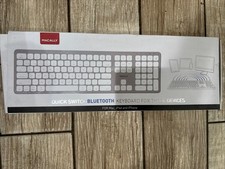 New MACALLY BTWKEYMB  Quick Switch Bluetooth Keyboard  For 3 Devices Silver Seal picture