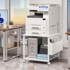 White Large Printer Stand with Storage picture