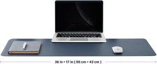 Large Dual-Sided Cork Desk Mat - Stylish Dark Blue Mouse Pad for Home & Office picture