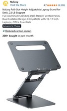 Nulaxy C5 Pull-Out Height Adjustable Laptop Stand for Desk, 22 LB Support GRAY picture