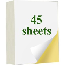 White Matte Printable Sticker Paper for Inkjet & Laser Printers, 45 Sheets Full picture
