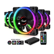 Rosewill 120mm Dual Ring Addressable RGB Fan Hub Set, (5-Pack) & 8-Port Fan Hub picture