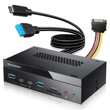 GRAUGEAR 5.25 Inch 10Gbps USB 3.2 PC Front Panel Card Reader with Audio Ports... picture