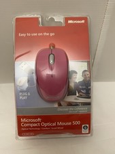Microsoft Compact Optical Mouse 500 USB Model 1344 Pink Factory Sealed New picture