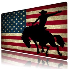 American Flag Mouse Pad Western Cowboy Desk Mat for Keyboard and Mouse Desk Pad picture
