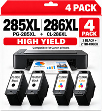 PG285 XL / CL286 XL Ink Value Pack (4 Cartridges), Compatible with TR7820 TS7720 picture