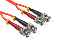 2m OM2 ST to ST UPC Duplex Corning Fiber Optic Cable MultiMode 50/125 OFNR Ra... picture