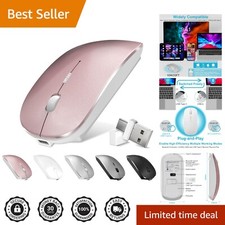 Compact & Elegant Rose Gold Bluetooth Wireless Mouse - Silent Click, Dual Mode picture