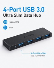 ANKER ULTRA SLIM USB 3.0 4 PORT DATA HUB | A7516 | BLACK | 0.7 ft | *Open-Box* picture