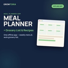 Digital Meal Planner App Weekly Menu Grocery List Maker Instant Download picture