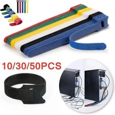 50/10pcs Cable Straps Wire Cord Hook Loop Ties Reusable Fastening Organizer Lot picture