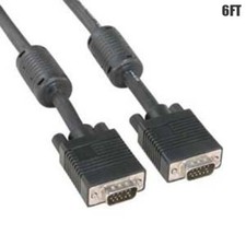 6FT VGA SVGA QXGA HD15 15-Pin Male to Male PC Monitor Cable Cord Ferrite Cores picture