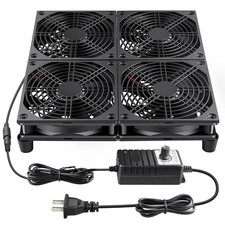 120mm x 4 Quad Fan Router TV Box Cooling 110V-240V Speed Control DIY Mining Rig picture