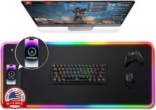 Alfombrilla de ratón para juegos RGB,carga inalámbrica de 15W con 10modos de luz picture