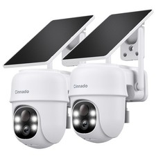 Cinnado 2K Solar Wireless Outdoor Cameras for Home Security White B6 2Pack picture