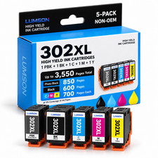 302XL 5PK Ink Cartridges (BK/PBK/C/Y/M) Compatible for XP-6100 XP-6000 picture