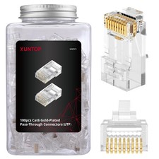 100-Pack RJ45 Connectors for Cat6 Cat5 Cat5e Gold-Plated RJ45 Pass Through picture
