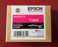 02-2018 New In Box Genuine Epson Pro 3800 Magenta 80ml K3 Ink T5803 T580300 picture