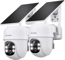 Cinnado B6 2K 3MP Wireless Security Camera w/Solar Panel - White (2 Pack) picture