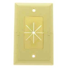 1 Gang Split Wall Plate w/ Flexible Opening Low Voltage HDMI AV Cable Pass Ivory picture