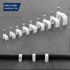 100PCS Cable Clips Nail In Wall Wire Clamps Round White Cable Management picture