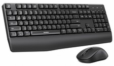 Seenda COE200 Wireless Keyboard Mouse Combo, 2.4G + Bluetooth, Wrist Rest, Black picture