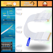 24 Pack 5ft Slim Cat6/6a Ethernet Patch Cables - 10G Snagless, Flexible White picture