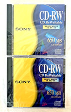 Lot of 2 SONY CD RW 650 MB ReWritable Disc Multi Speed 1X 2X 4X Brand New Sealed picture