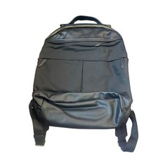Targus Black Nylon Faux Leather Backpack Laptop Bag Gold Accents Orange Interior picture