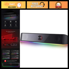 RGB Desktop Soundbar 2.0 Channel Computer Speakers, Dynamic Lighting, USB Powere picture