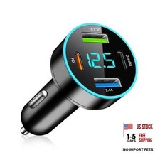 4 Port Fast Charging Cigarette Lighter USB Charger with Voltmeter,12-24V Fast picture