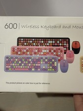 Wireless Keyboard and Mouse Combo with mixed Pink Keys picture