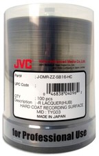 100-Pak JVC (made in Japan) 16X Shiny-Silver DVD-R's w/ HARD COAT RECORD SURFACE picture